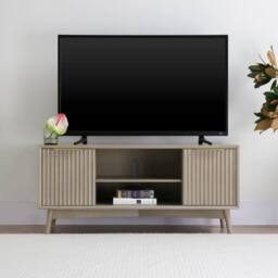 Home Garden Direct Monza Fluted TV Unit with Storage Pale Ash in Grey - thumbnail 2