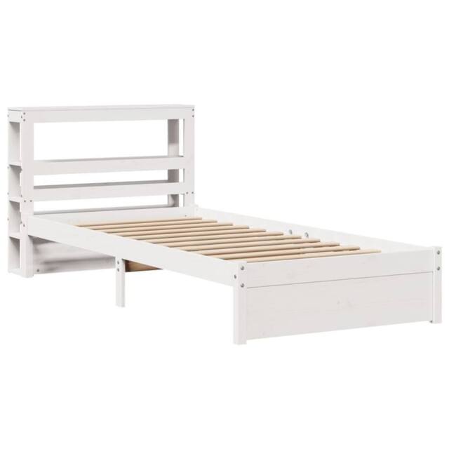 Berkfield Home Beautiful Bed Frame with Headboard without Mattress White 75x190 - Size: Small Single - image 1