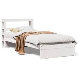 Berkfield Home Beautiful Bed Frame with Headboard without Mattress White 75x190 - Size: Small Single - thumbnail 3