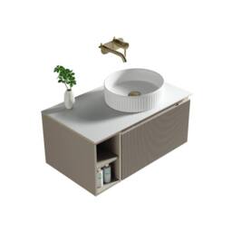 Bathroom Kingdom Flauto Soft Coffee Wall Hung Basin Vanity 800mm in Taupe - thumbnail 1