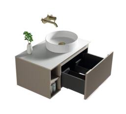 Bathroom Kingdom Flauto Soft Coffee Wall Hung Basin Vanity 800mm in Taupe - thumbnail 2