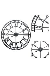 Living and Home 40cm Black Round Hollow Roman Numerals Metal Wall Clock with Diamond Scale - thumbnail 5