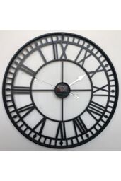Living and Home 40cm Black Round Hollow Roman Numerals Metal Wall Clock with Diamond Scale - thumbnail 4