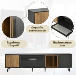STILVORA TV Stand with Storage & Glass Door in Grey - thumbnail 7