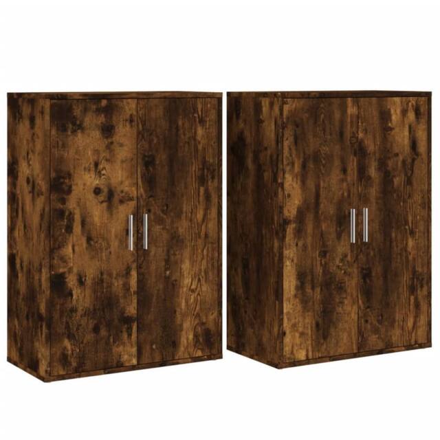 Berkfield Home Sideboards 2 pcs Smoked Oak 60x31x84 cm Engineered Wood in Brown - Size: 60 x 31 x 84 cm - image 1