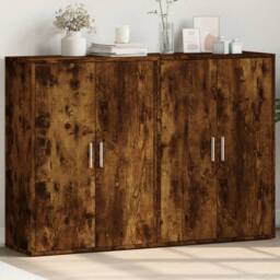 Berkfield Home Sideboards 2 pcs Smoked Oak 60x31x84 cm Engineered Wood in Brown - Size: 60 x 31 x 84 cm - thumbnail 2