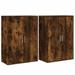 Berkfield Home Sideboards 2 pcs Smoked Oak 60x31x84 cm Engineered Wood in Brown - Size: 60 x 31 x 84 cm - thumbnail 1