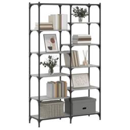 Berkfield Home Bookshelf Grey Sonoma 100x32x170 cm Engineered Wood & Iron - Size: 100 x 32 x 170 cm - thumbnail 3