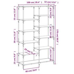 Berkfield Home Bookshelf Grey Sonoma 100x32x170 cm Engineered Wood & Iron - Size: 100 x 32 x 170 cm - thumbnail 9
