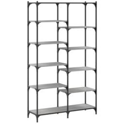 Berkfield Home Bookshelf Grey Sonoma 100x32x170 cm Engineered Wood & Iron - Size: 100 x 32 x 170 cm - thumbnail 6
