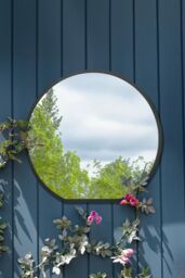 MirrorOutlet Black Framed Flat Bottom Circular Garden Wall Mirror (84CM X 80CM) - Size: 1 Pack - thumbnail 2