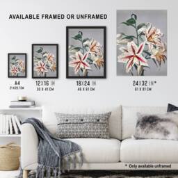 "Artery8 White Pink Spotted Lily Flowers Vintage Wall Art Print Kazumasa - Size: W12"" x H16""" - thumbnail 3