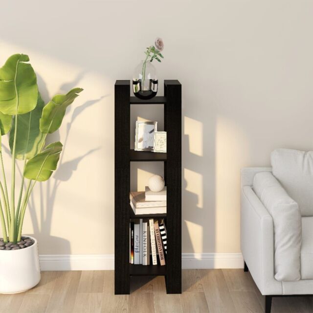 Berkfield Home Book Cabinet/Room Divider Black 41x35x125 cm Solid Wood Pine - Size: 41 x 35 x 125 cm - image 1