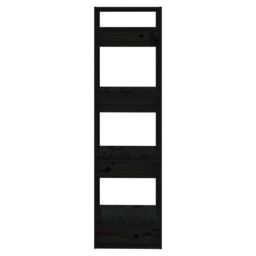 Berkfield Home Book Cabinet/Room Divider Black 41x35x125 cm Solid Wood Pine - Size: 41 x 35 x 125 cm - thumbnail 4