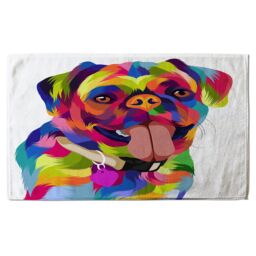 Benjamin Tate Design Amazing Illustration Pop Art Dog Designer Bath Towel in White - thumbnail 1