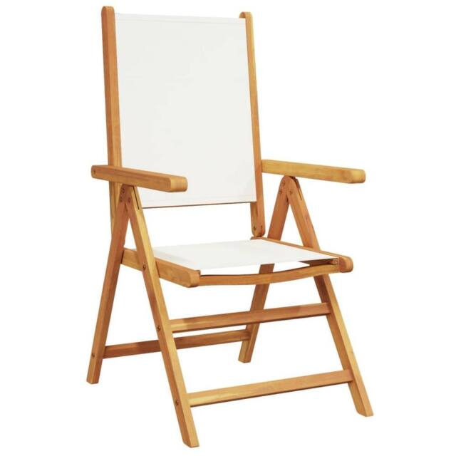 Berkfield Home Reclining Garden Chairs 8 pcs Cream White Fabric & Solid Wood - image 1