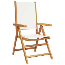 Berkfield Home Reclining Garden Chairs 8 pcs Cream White Fabric & Solid Wood