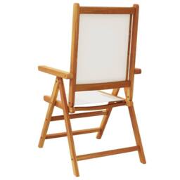 Berkfield Home Reclining Garden Chairs 8 pcs Cream White Fabric & Solid Wood - thumbnail 6