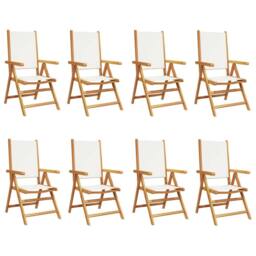 Berkfield Home Reclining Garden Chairs 8 pcs Cream White Fabric & Solid Wood - thumbnail 3