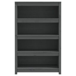 Berkfield Home Book Cabinet Grey 80x35x126 cm Solid Wood Pine - Size: 80 x 35 x 126 cm - thumbnail 5