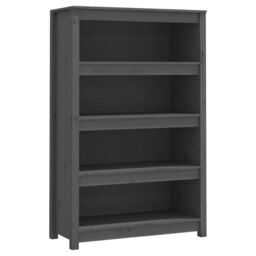 Berkfield Home Book Cabinet Grey 80x35x126 cm Solid Wood Pine - Size: 80 x 35 x 126 cm - thumbnail 2