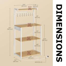 Pirlo Plush Industrial 4 Tier Smart Kitchen Bakers Rack With Power Outlets in Light Oak - thumbnail 7