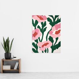 "Artery8 Wall Art Print Abstract Flower Blooms Pink Green Bright Painting Poster - Size: W12"" x H16""" - thumbnail 4