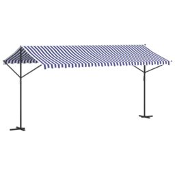 Berkfield Home Free Standing Awning Blue & White 500x300 cm Fabric & Steel - thumbnail 5