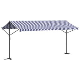 Berkfield Home Free Standing Awning Blue & White 500x300 cm Fabric & Steel - thumbnail 2
