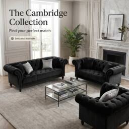 Bravich LTD Chesterfield Rolled Arm Velvet Sofa Buttoned Back Living Room Settee in Black - Size: 2 Seater - thumbnail 8