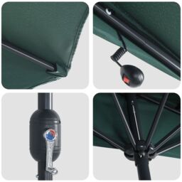 Berkfield Home Half Garden Parasol with Aluminium Pole - Green, 294 cm in Green - thumbnail 8