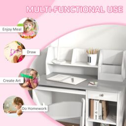 ZONEKIZ Kids Desk & Chair Set with Storage for 5-8 Years in Grey - thumbnail 6