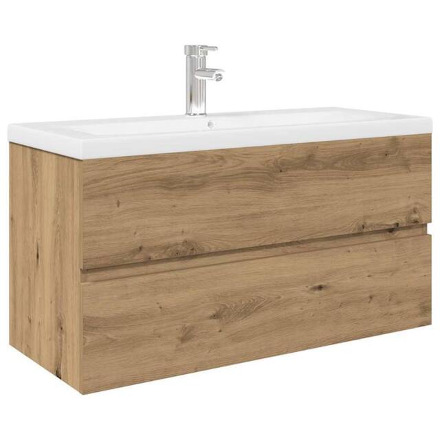Berkfield Home Sink Cabinet with Built-in Basin & Faucet Artisan Oak in Brown - image 1