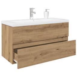 Berkfield Home Sink Cabinet with Built-in Basin & Faucet Artisan Oak in Brown - thumbnail 2