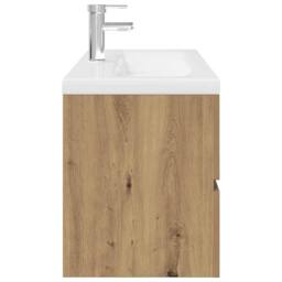 Berkfield Home Sink Cabinet with Built-in Basin & Faucet Artisan Oak in Brown - thumbnail 7