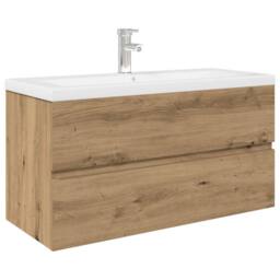 Berkfield Home Sink Cabinet with Built-in Basin & Faucet Artisan Oak in Brown - thumbnail 1