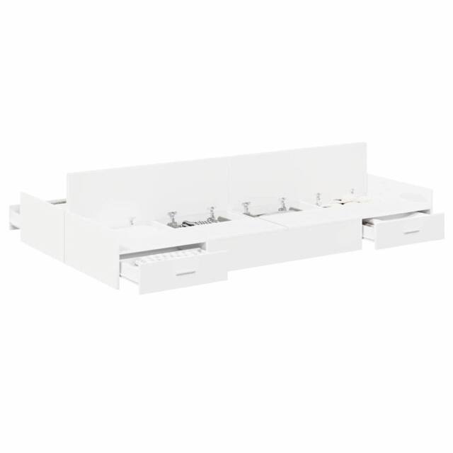 Berkfield Home Storage Bed Frame White 120 x 190 cm Melamine-coated wood - image 1
