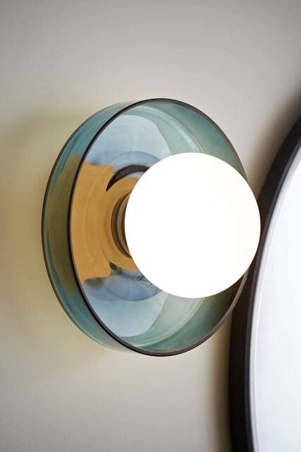 ValueLights Newbury Glass Plate with Globe Shade IP44 Bathroom Wall Light in Jade - image 1