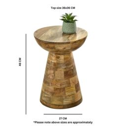IH Design Bratton Mango Wooden Round Side Table Mushroom Style in Brown - thumbnail 6