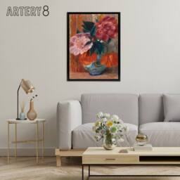 "Artery8 Tulips & Peonies in Pitcher Glackens Framed Canvas Wall Art Print - Size: W12"" x H16""" - thumbnail 3