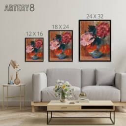 "Artery8 Tulips & Peonies in Pitcher Glackens Framed Canvas Wall Art Print - Size: W12"" x H16""" - thumbnail 4