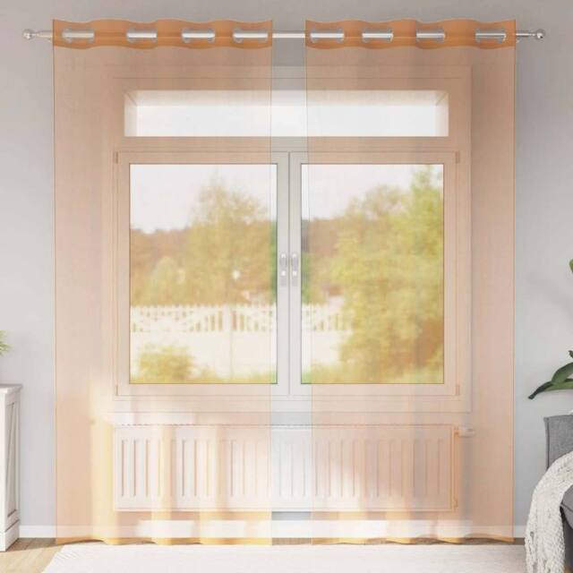 Berkfield Home Voile Curtains with Grommets 2 pcs Terracotta in Burnt Orange - image 1