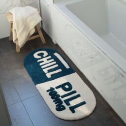 Mooky Mats Chill Pill Bath Runner - Long Bath Mat Rug in Teal - thumbnail 2