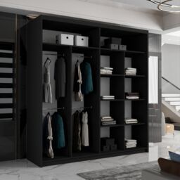 Sliding Wardrobes 4U Modern Sliding Wardrobe with LED Light W203cm x H217cm x D62cm in Black - thumbnail 4