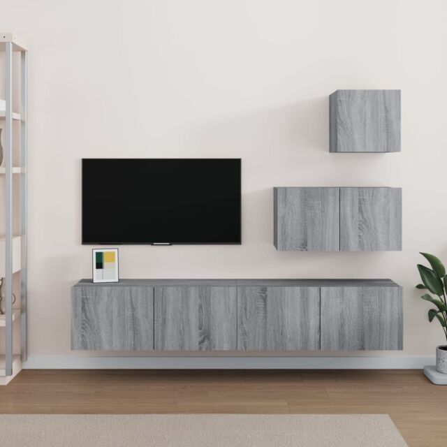 Berkfield Home 4 Piece TV Cabinet Set Grey Sonoma Engineered Wood - image 1