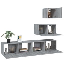 Berkfield Home 4 Piece TV Cabinet Set Grey Sonoma Engineered Wood - thumbnail 4