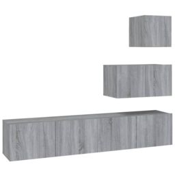 Berkfield Home 4 Piece TV Cabinet Set Grey Sonoma Engineered Wood - thumbnail 2