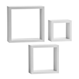 Orsina Set of 3 White MDF Wall Cubes, Floating Storage Shelves with PVC Coating, Ideal for Displaying Ornaments - thumbnail 6