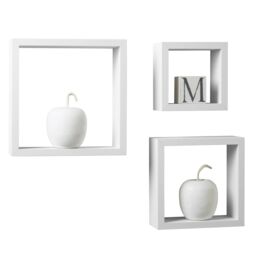 Orsina Set of 3 White MDF Wall Cubes, Floating Storage Shelves with PVC Coating, Ideal for Displaying Ornaments - thumbnail 2
