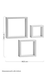 Orsina Set of 3 White MDF Wall Cubes, Floating Storage Shelves with PVC Coating, Ideal for Displaying Ornaments - thumbnail 5